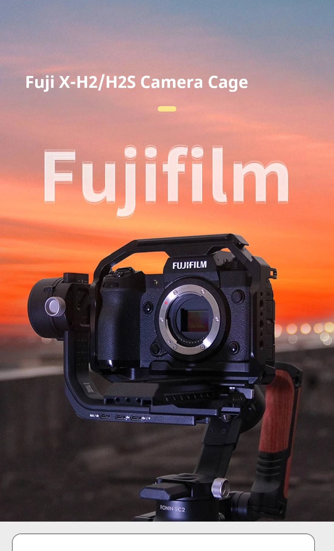 XH2S قفص ل Fujifilm X-H2S X-2H كاميرا قفص كامل Arca الإفراج السريع لوحة الحذاء البارد جبل متعددة 1/4 "ثقوب للملحقات