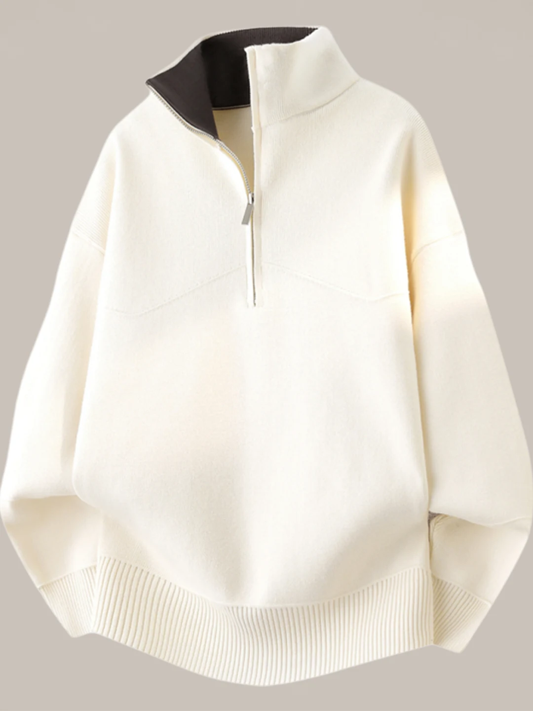 

Men's Zipper Collar Sweater Autumn Winter Loose Casual Thiened Stand Collar Trendy Brand Knitted irt Youth Warmth Sle