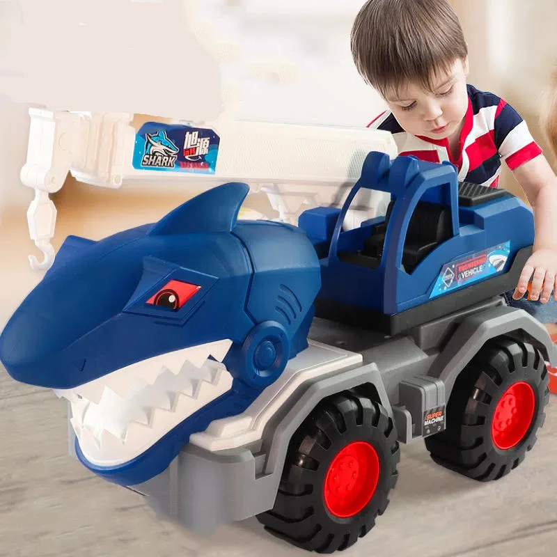 

Children's toy engineering car oversized inertia excavator smash resistant shark toy car Boy mixer truck dump truck