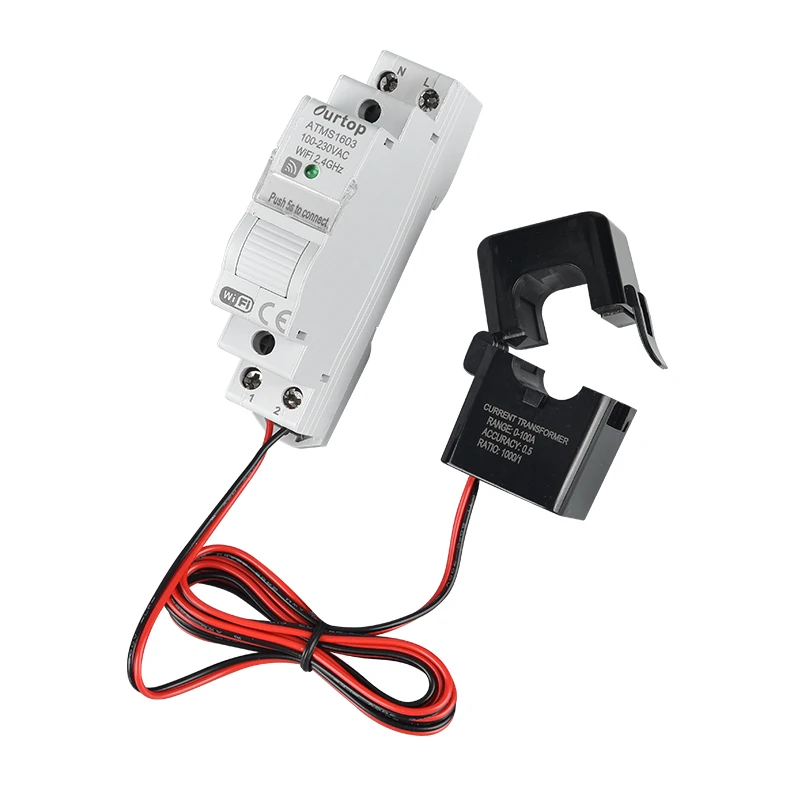 Tuya Inteligente Monofásico Medidor de Energia Wifi 63a Din Rail Medição Precisa Voltímetro Amperímetro Potência Atms1603