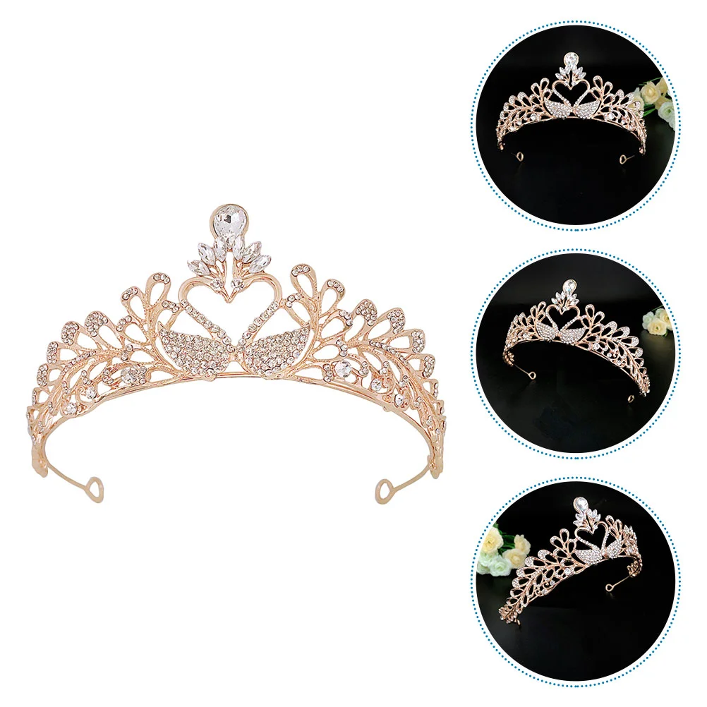 

Rhinestone Swan Crown Bride Tiara Wedding Hair Accessories Headdress Prop Modeling