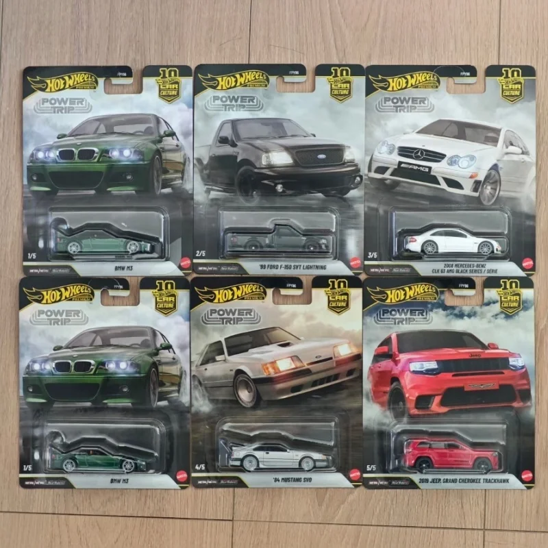 Hot Wheels Premium Diecast Car Model Power Trip FPY86 Mercedes CLK63 AMG BMW M3 Jeep Trackhawk Real Riders Metal Collectible