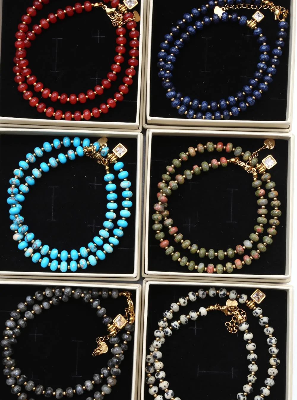 [NOBOX] Trendige Herbstdesigns im Boho-Stil, Zirkonbesetzte Halskette mit natürlichen Steinen für Damen, vielseitig für den Alltag – Detail 2