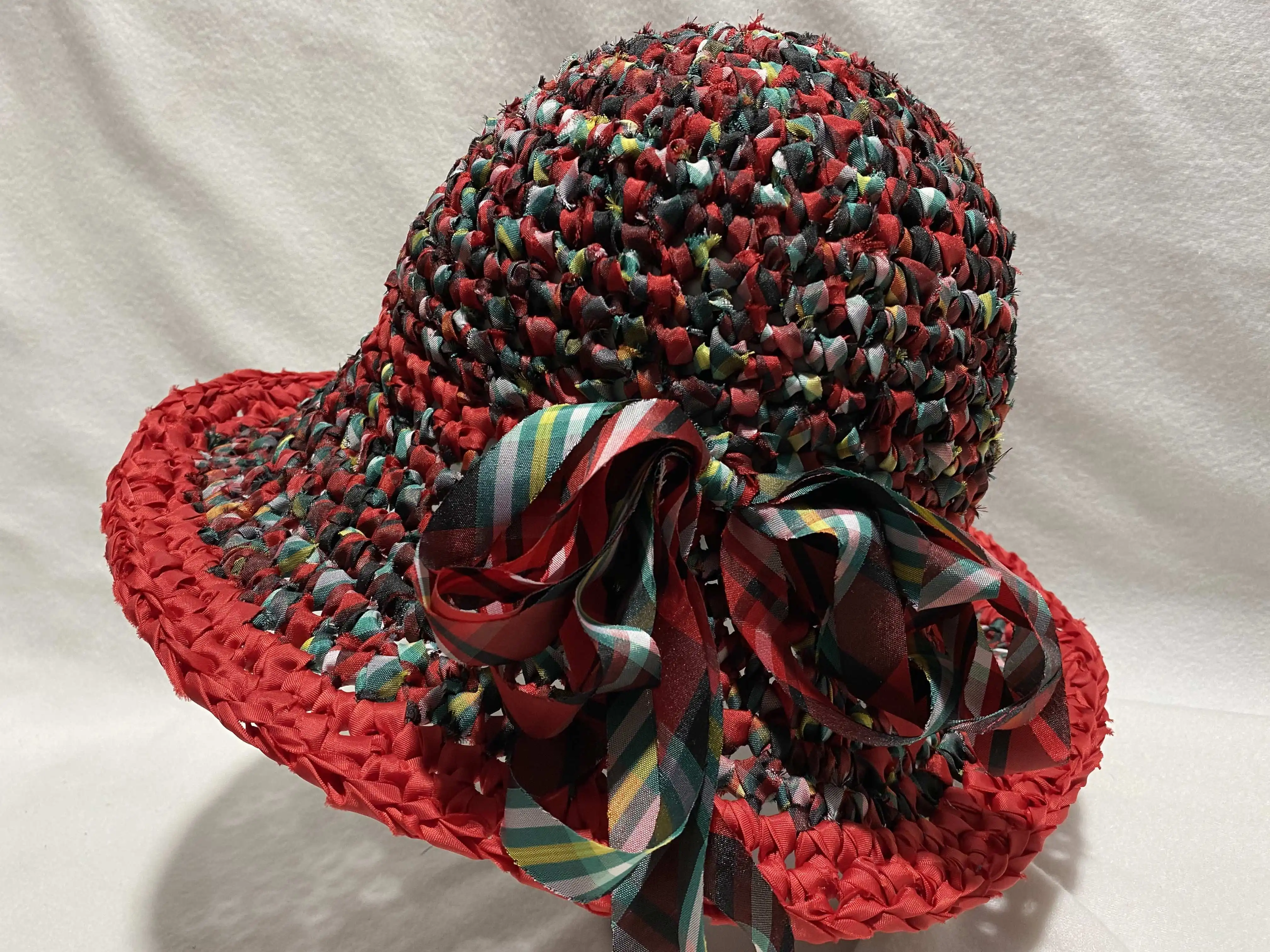Womens Crochet Vacation Hat Wide Brim Handmade Fabric Yarn Beach Style for Casual Weekend Outfits and Streetwear Outfit Styling