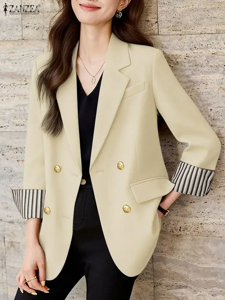 

ZANZEA 2022, модный женский пиджак, осенний стильный пиджак OL, элегантный пиджак с воротником с лацканами и длинными рукавами, пальто, куртки на пуговицах, Officewar