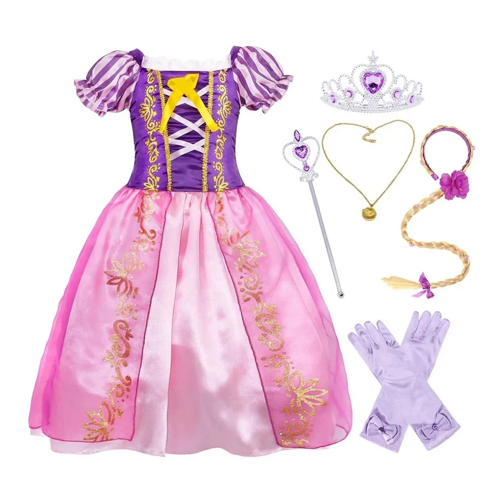 

Jurebecia Rapunzel Dress Up Girls Princess Costume Birthday Cosplay Fancy Dress Halloween Clothing Outfit Purple