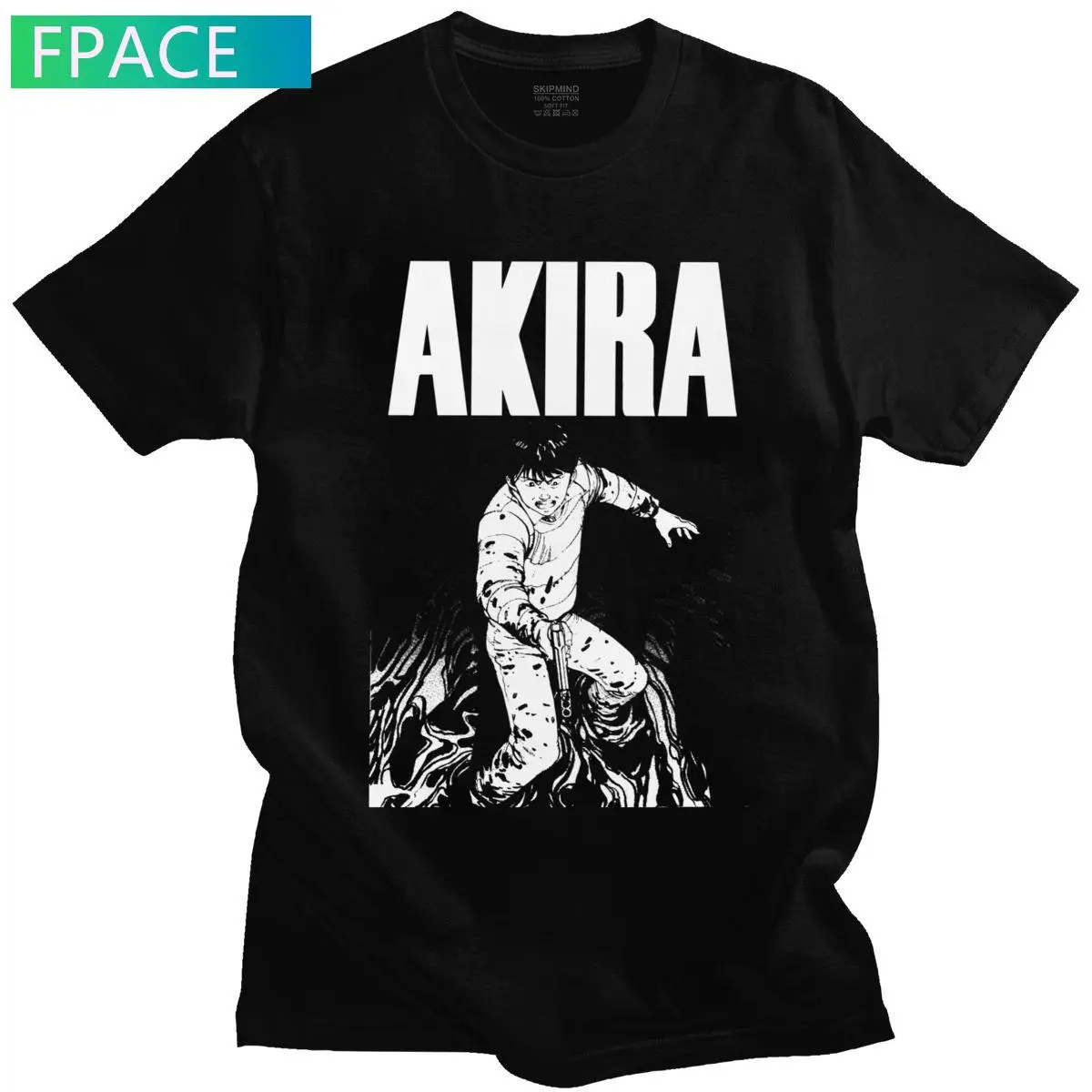 Cool Akira Kaneda T-Shirt Short Sleeves Soft Cotton Tee Crew Neck Print Shotaro Neo Tokyo Tops Anime Manga Fans Tshirt Clothing