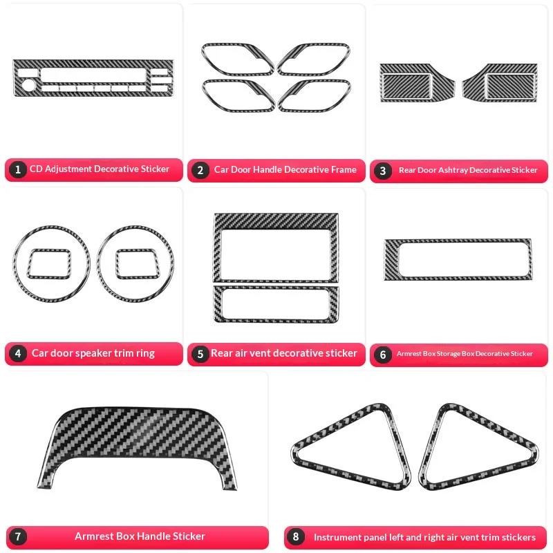 

For BMW 5 Series E39 98-03 Full Carbon Fiber Interior Trim Dashboard Gear Vent Stickers