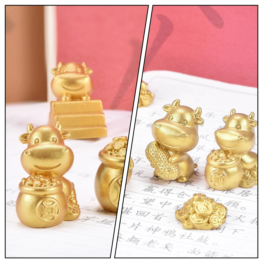

10pcs Bull Adornment Miniature Figurines Design Table Decoration Home Office Ornament Animal Crafts Crafts