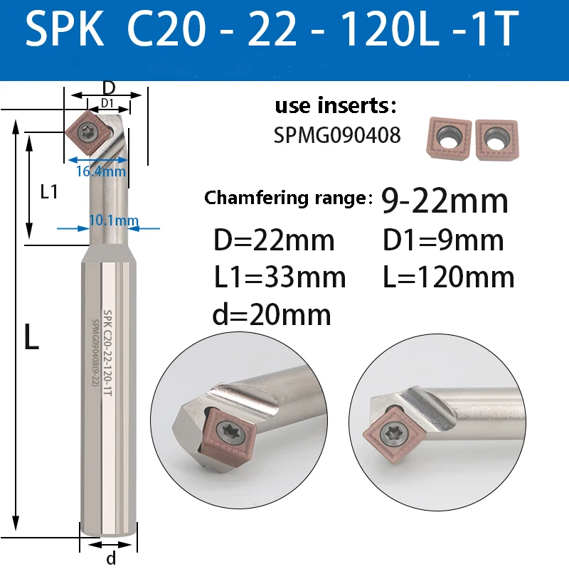 LIHAOPING 45 Degree SPK C20-25-130 Chamfering Milling Tools Cutter Knife Lathe Machine Endmill Carbide Inserts SEKT SEHT SPMG