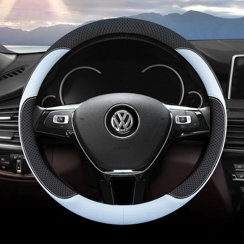 Steering Wheel Cover for Volkswagen T-cross Magotan Golf T-Roc ID Tiguan CC Car Decorative Accessories Flax Non-slip Sweatproof