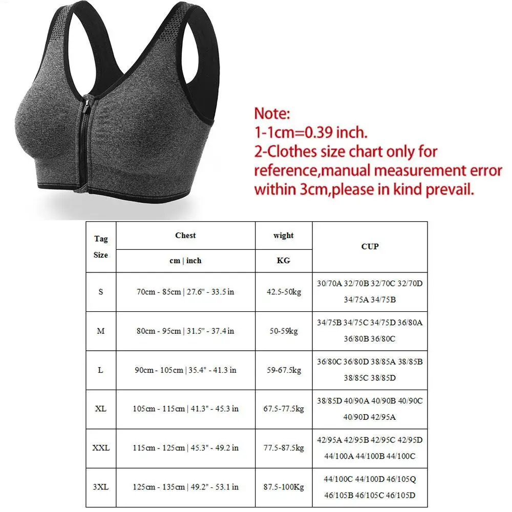 새로운 러닝 피트니스 스포츠 브래지어 앞 지퍼 여성 속옷 Underwire Bralette 플러스 사이즈 Seamless Brassiere없이 충격 방지