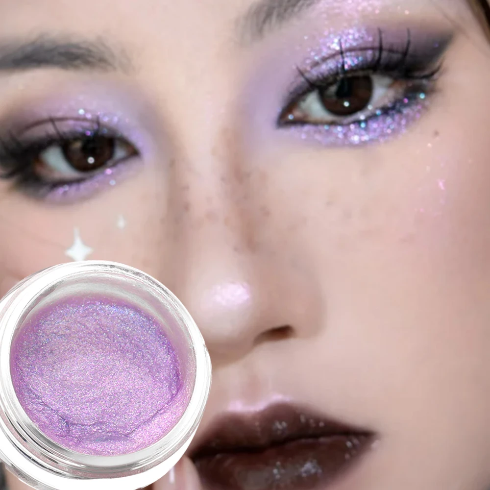 Glitter Shimmer Eyeshadow Monochrome Highlighter Metallic Shiny Mashed Potato Texture Pink Purple Sliver Eyeshadow Korean Makeup