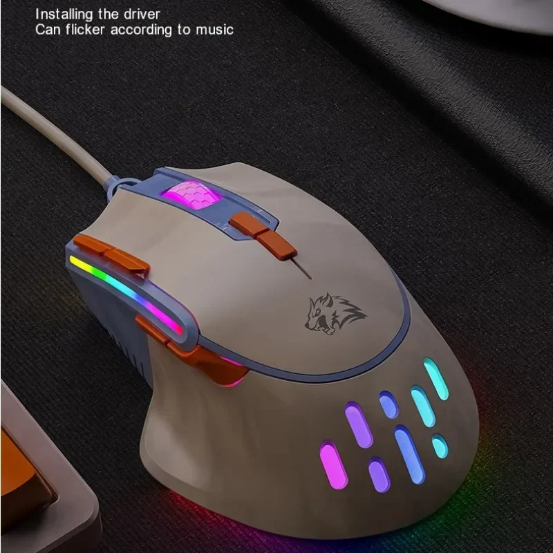 M2 esport drátová myš RGB pestrý dýchací lehký drátová herní myš 9 tlačítko 12800 DPI USB dobíjecí němý podsvícení mice