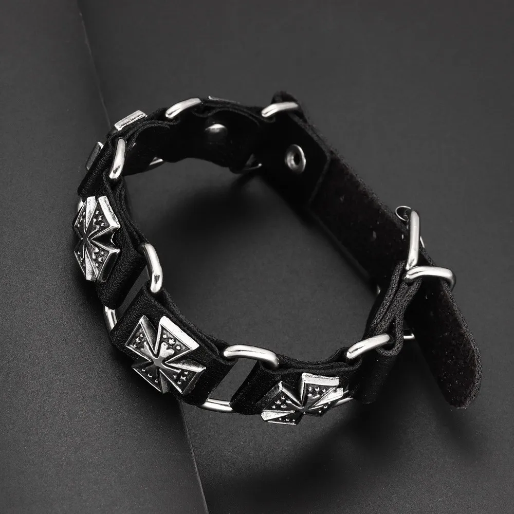 Trend Retro Leather Irish Cross Bracelet Charming Men\'s Bracelet New Fashion Jewelry Hip Hop Punk Accessories Party Gift