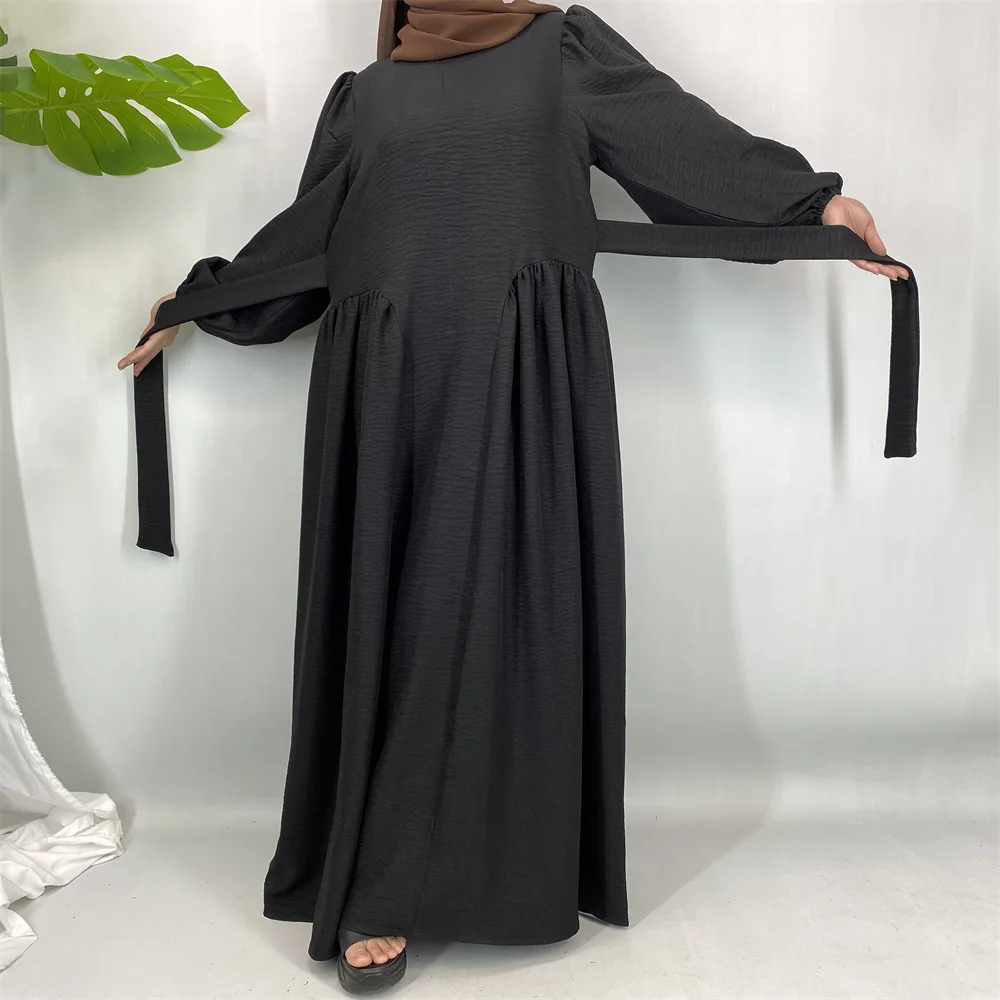 Eid Dress Abaya Women Modest Dresses Lace Up Muslim Jalabiya Dubai Abayas Kaftan Islam Vestidos Ramadan Morocco Maxi Gown 6