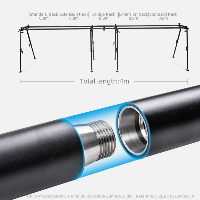 Greenbull BX300 2.4m Portable Video Camera Slider Track Dolly Dslr Slider Dolly Rail 1.6 Meter Max Load 70KG Extension Kit