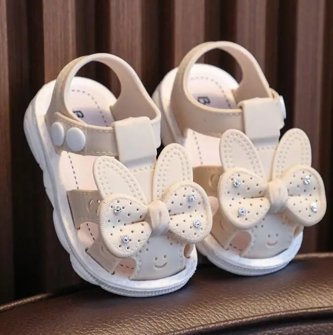 Solid Bow Children Summer Shoes Cute PVC Beach Non Slip Sandals For Baby Girls Footwear Soft Infant Kids Fashion Sandals