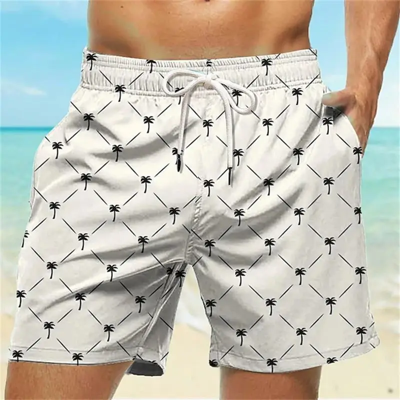 

Men's Simple Geometric Pattern Swimming Trunks Quick-Drying 3D Printed Summer Shorts Casual Neutral Sports Shorts Beach Style