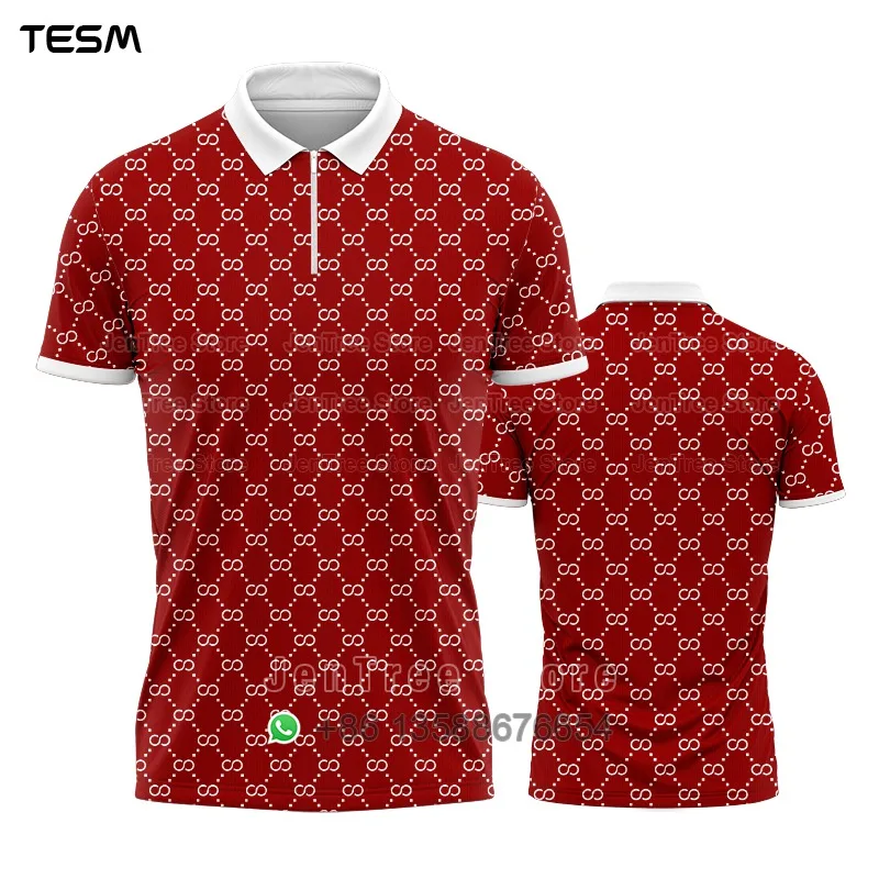 New POLO Shirt Men Summer Sports V-neck T-shirt Street Trendy Short Sleeve 3D HD Print T-shirt