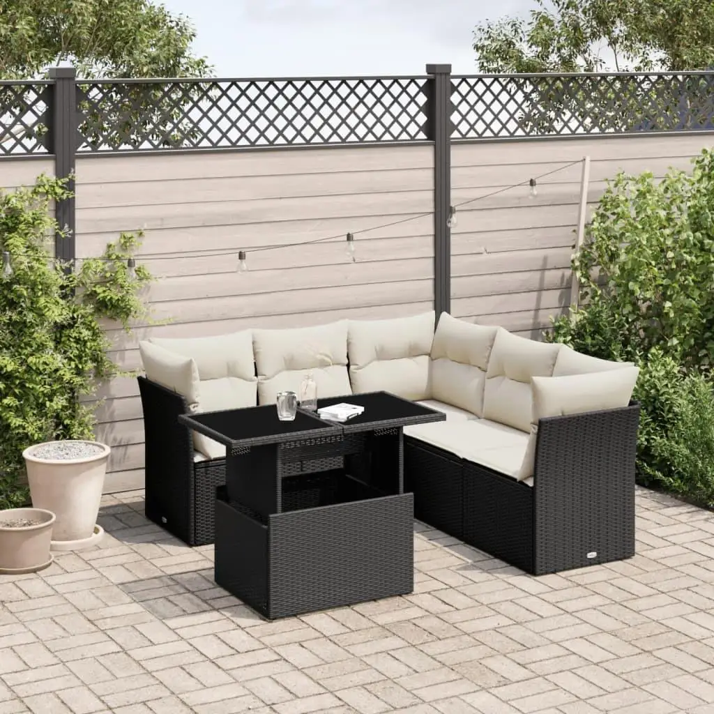

Large Modular Rattan Sofa Set for Garden Outdoor Lounge Black PE Furniture Seating