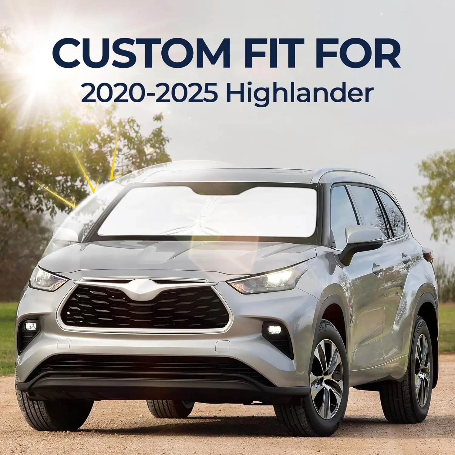 Подходит для Toyota Highlander 2020-2025, солнцезащитный козырек на лобовое стекло, индивидуальные для Highlander, солнцезащитные козырьки на переднее стекло автомобиля, автоматический автомобиль Su