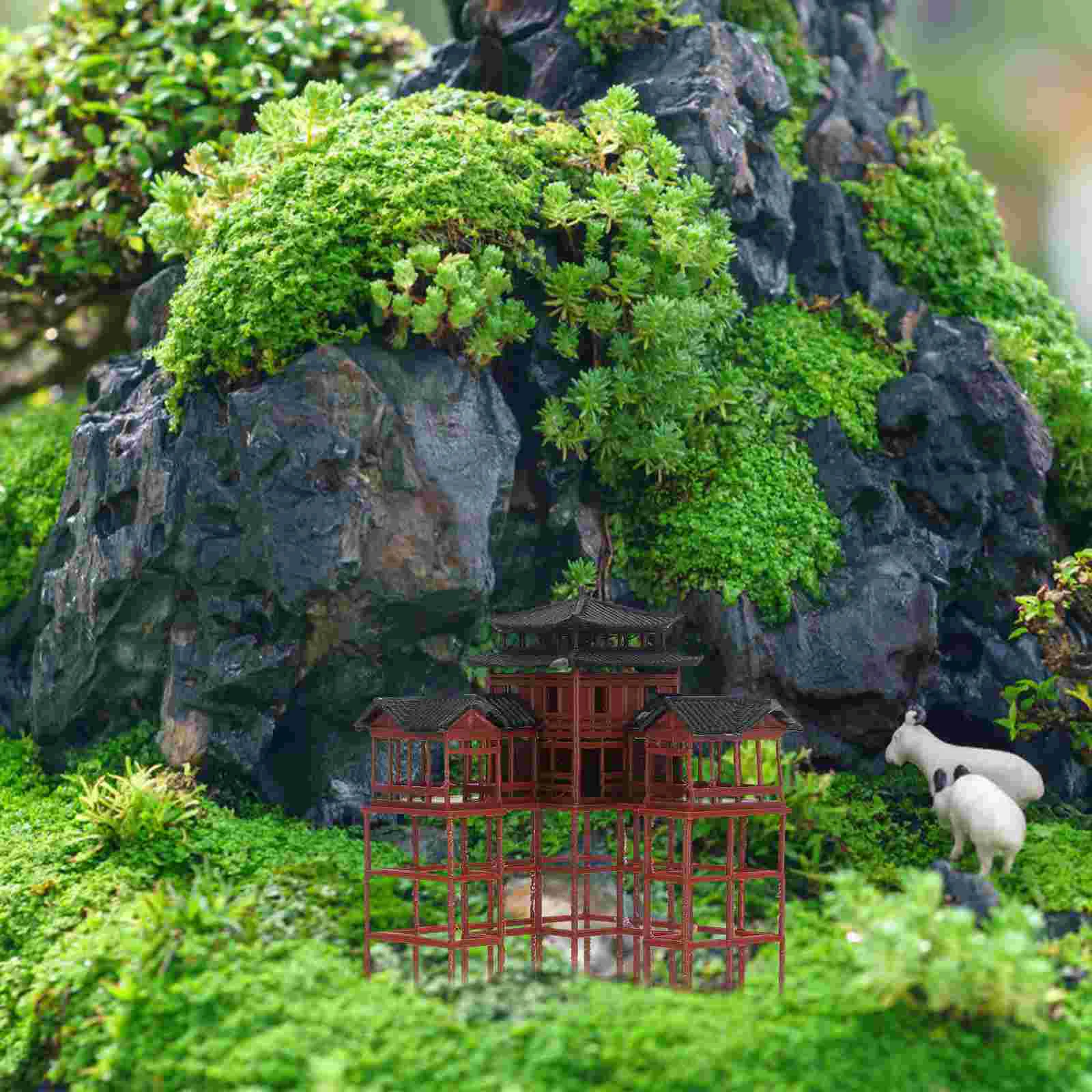 Tank Garden Model Mini Pagoda Statue Fish Decorations Miniature Pavilion Japanese Miniatures Figurines Bonsai Chinese Aquarium