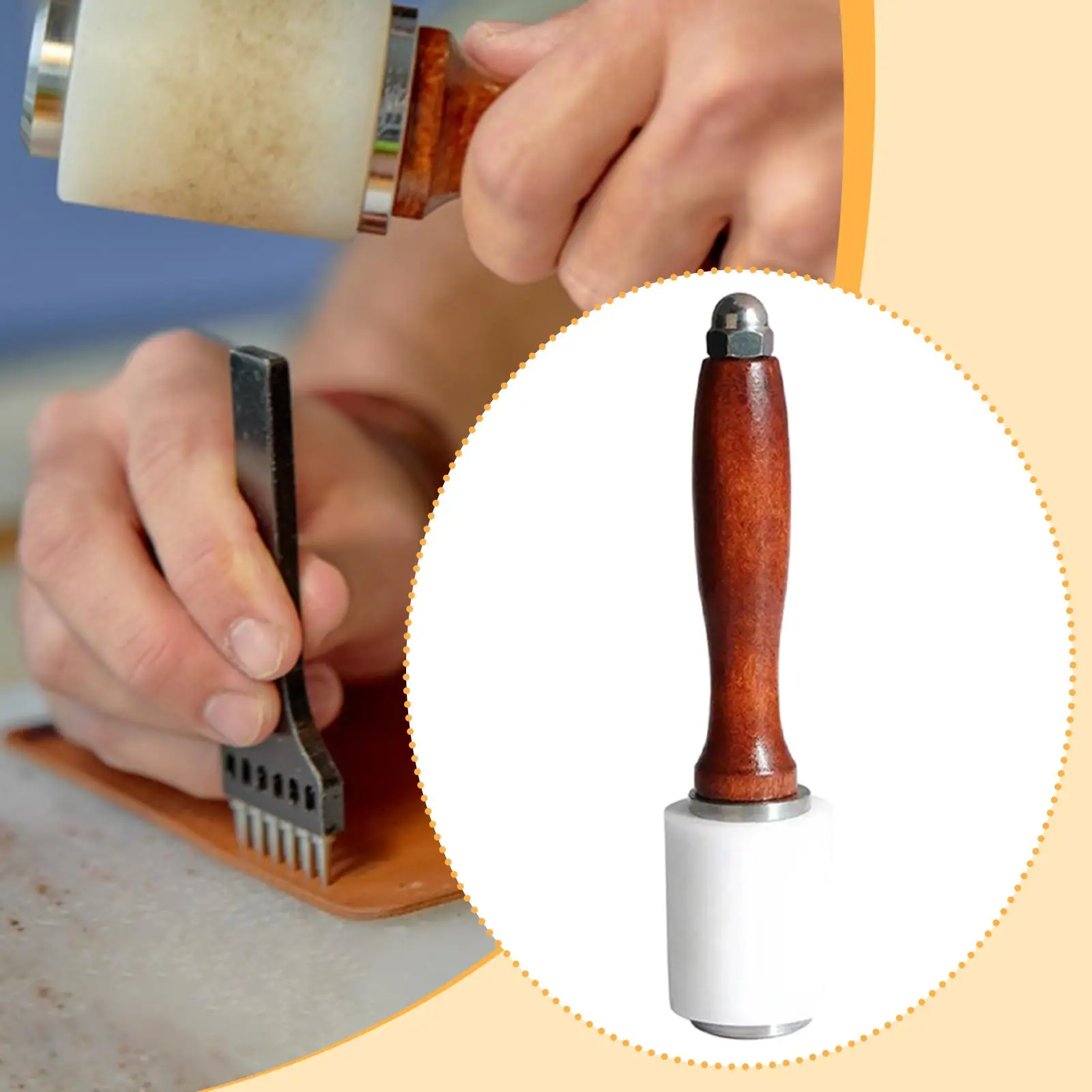 Portable Leather Carving Mallet Nylon Hammer Leather Crafting Tool for DIY Kit and Pattern Creation