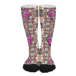 Neon pink wolf painting Socks Women's compression sock socks men funny socks for men