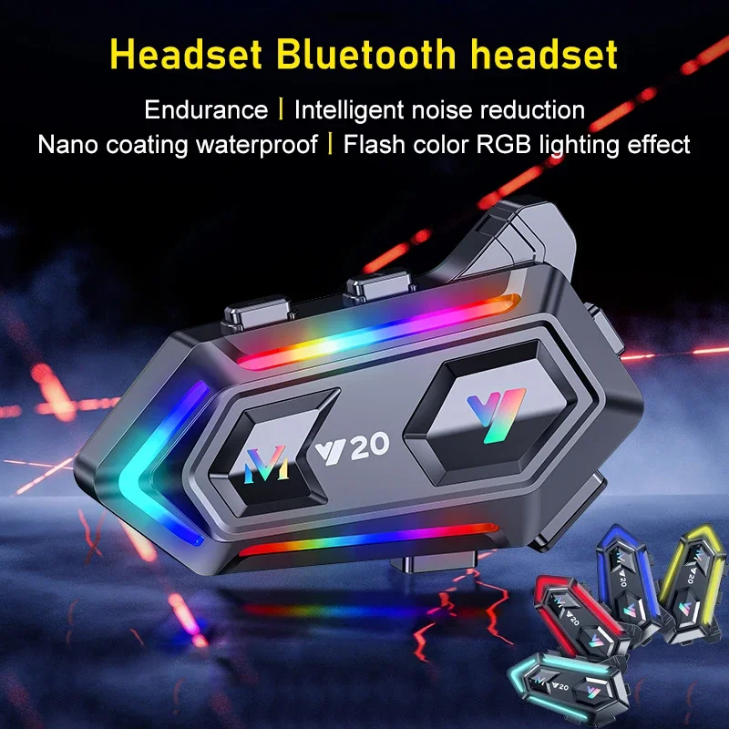 

Y20 Motorcycle Navigation Bluetooth5.3 Helmet Headset Handsfree Call Wireless Noise Reduction Waterproof Earphone with RGB Light