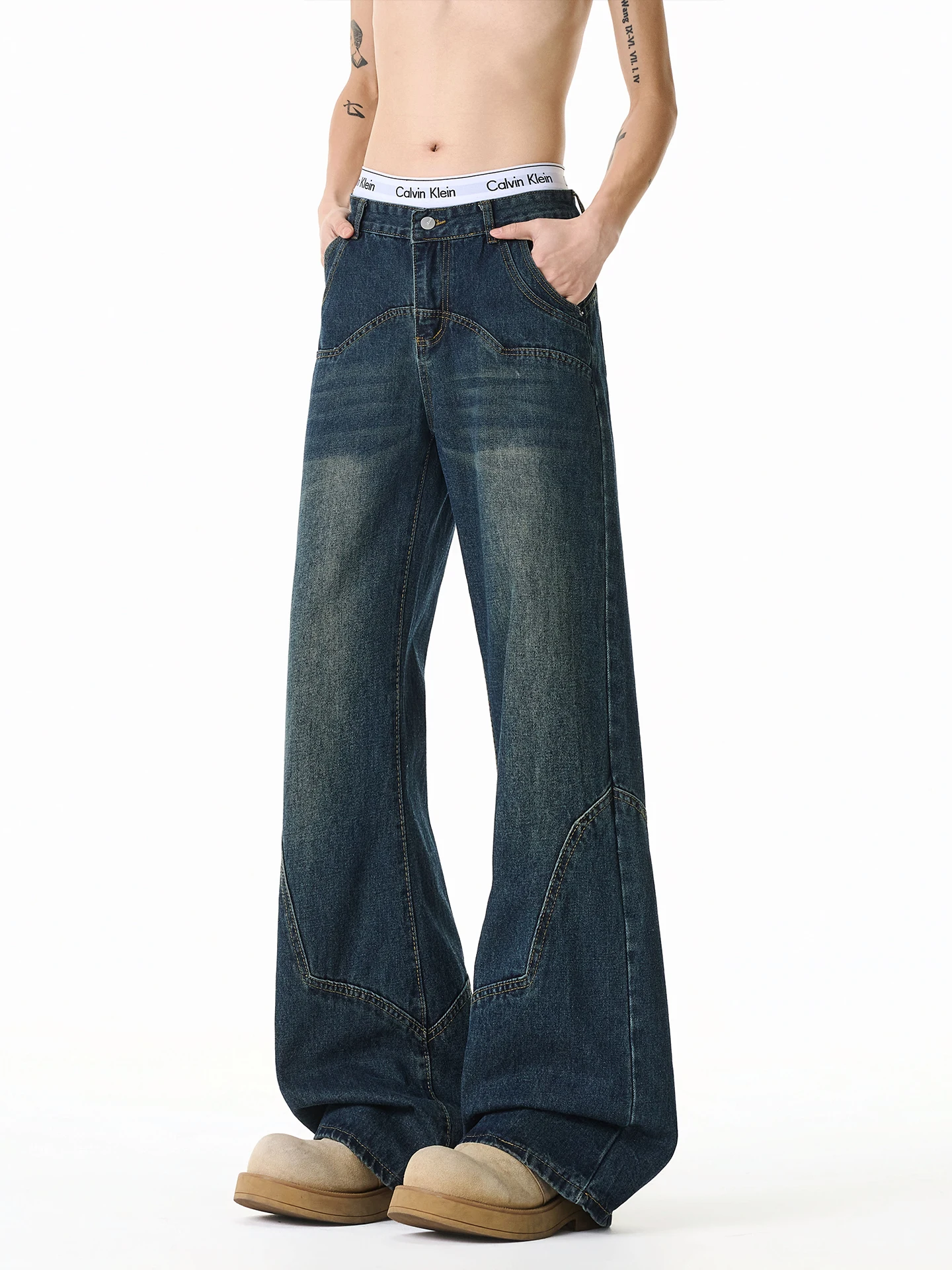 

Мужские джинсы Cleanfit American Style, весна 2026, повседневные, прямого кроя, с эффектом потертости, в стиле пэчворк, классические, универсальные, длинные