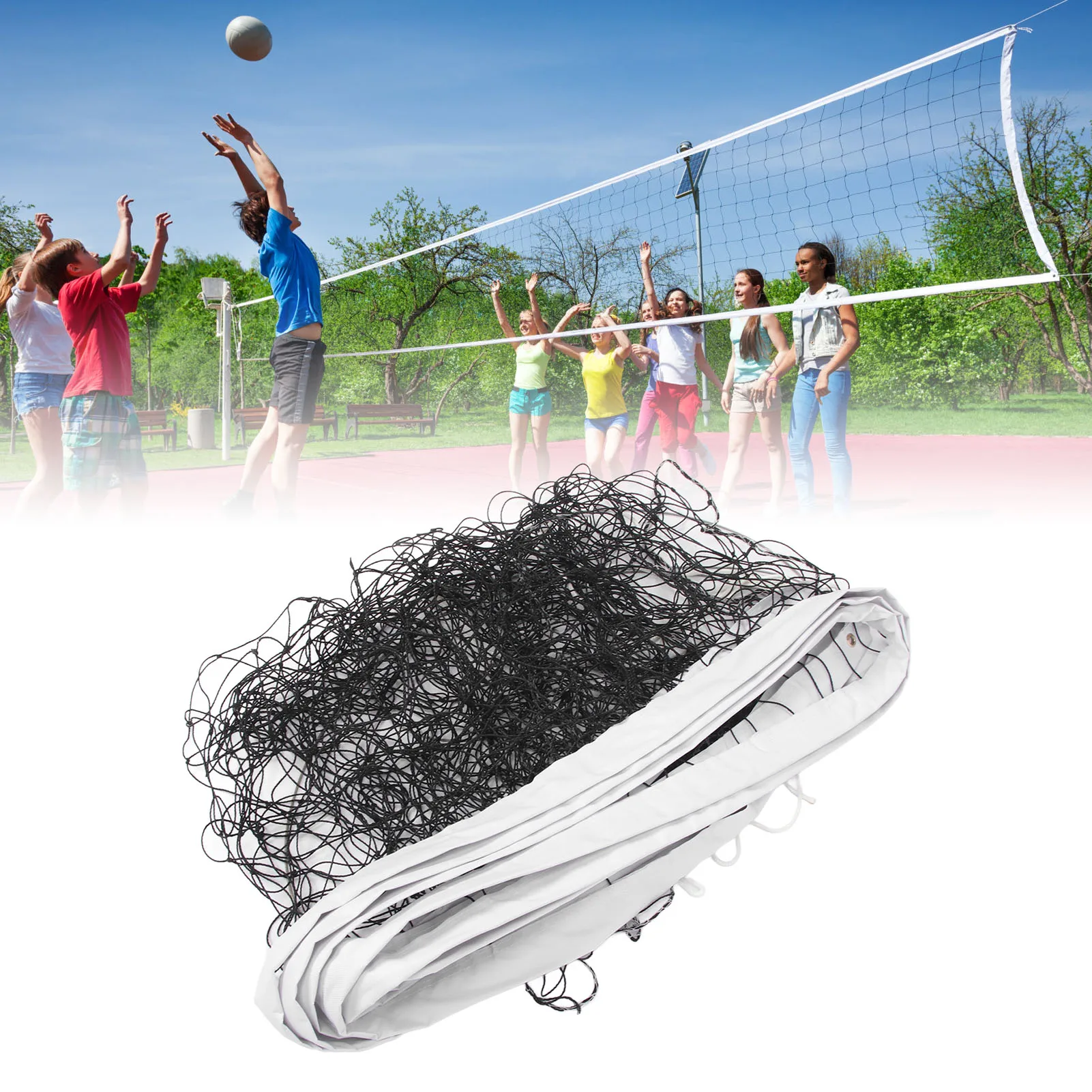 Professional Volleyball Net High Strength Cable Reinforced Single Side Waterproof Outdoor Volleyball Net For Backyard Beach