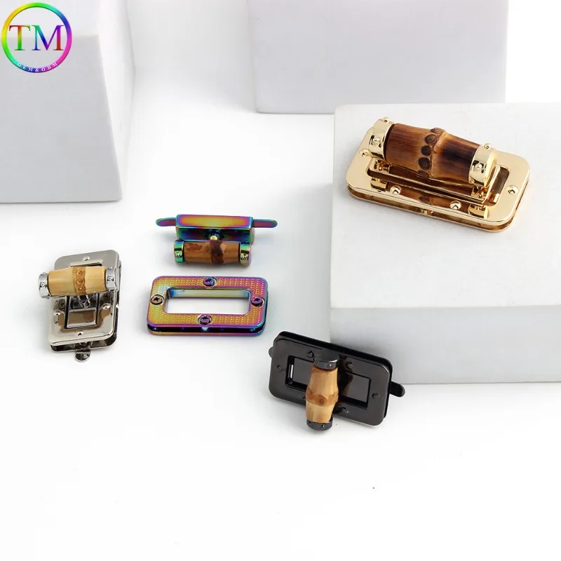 1-5-10 conjuntos 43x2 5mm & 61x33mm bambu turn lock snap lock para bolsa sacos bolsa torção fivelas fechamento fechos decoração acessórios