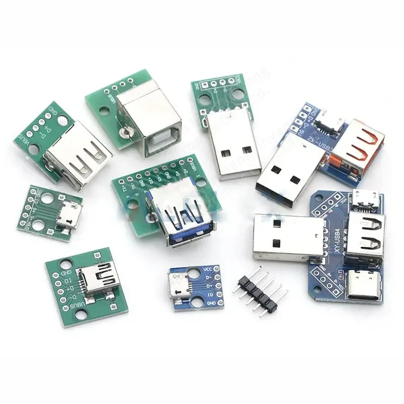 1PCS USB Male Connector / MINI MICRO to DIP Adapter Female 2.54 B Type-C USB2.0 3.0 PCB