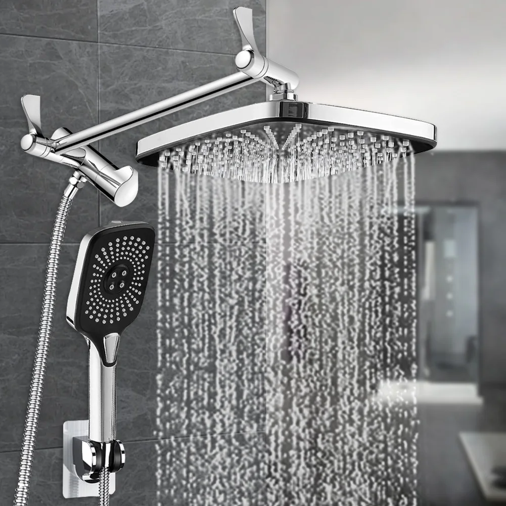 

12 Inch Fixed Shower Head/Handheld Shower Head Combo Height/Angle Adjustable Hand Shower Head Shower Set Pressurized Shower Head