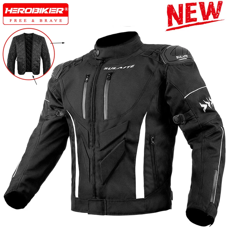 New Double Shoulder Protection Motocross Jackets Detachable Warm Inner Liner Waterproof Reflective Motorcycle Cycling Clothes