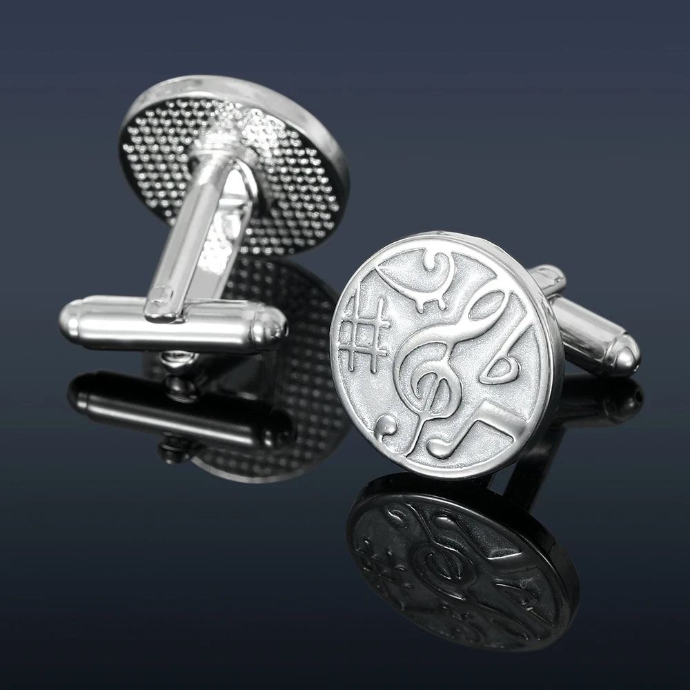 Funny Music Note Design Round Cufflinks Mens G Celf Sharp Quarter Note Pattern Sleeve Button