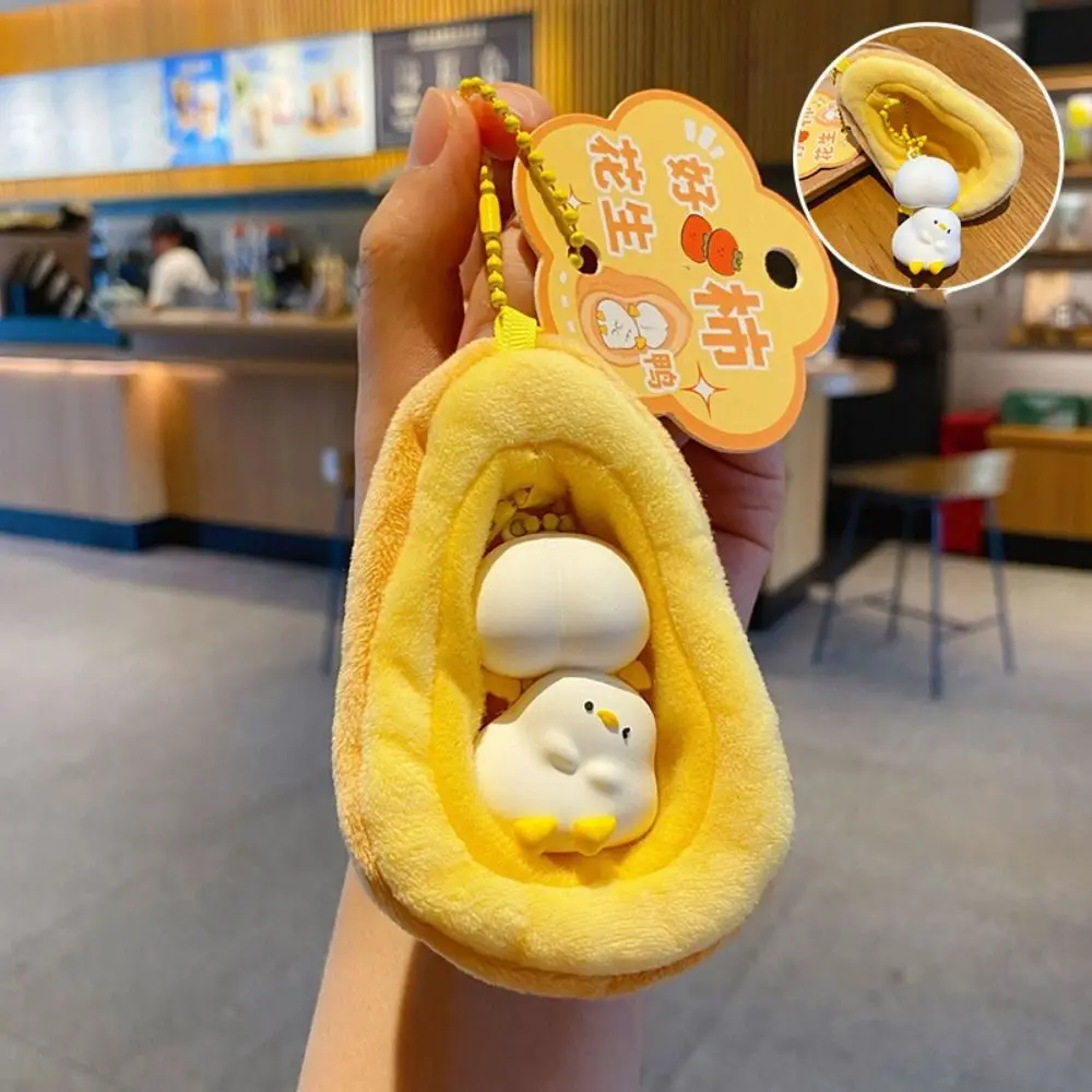 Persimmon Persimmon Peanut Doll Keychain Removable Soft Plush Duck Hanging Pendant Fluffy Ins Duck Peanut Doll Keyring