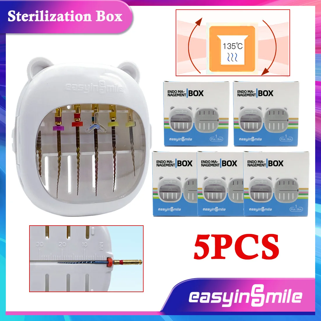 

EASYINSMILE 5Packs Endodontic Files Holder White Measuring Block Sterilization Organizer Ruler Box Autoclavable