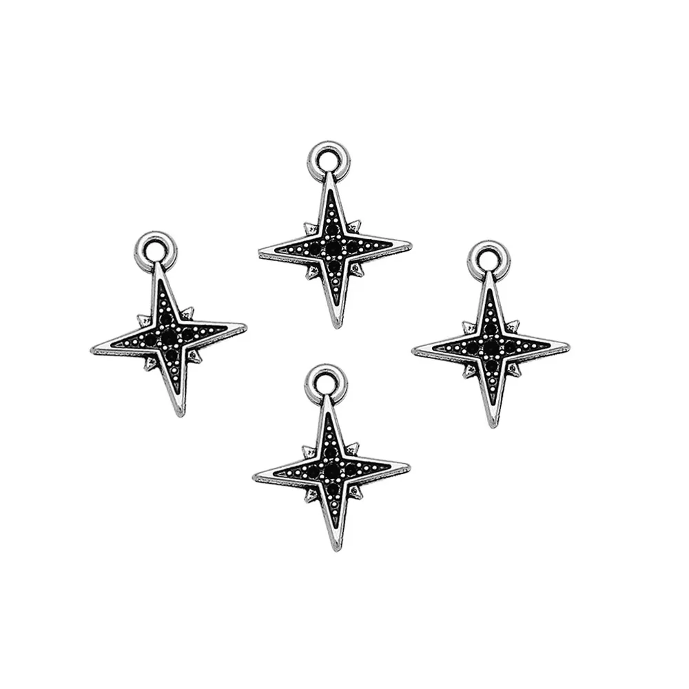 40pcs/lot--9x17mm Vintage Mini Cross Star Charms Pendants For Diy Jewelry Making Supplies Accessories Wholesale Bulk Items