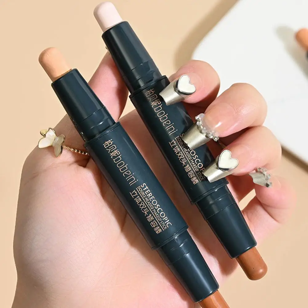 Face Repair Stick Double Concealer Highlight Shadow Waterproof Pen Repair Anti Sweat Face Three-dimensional Mak E9k3