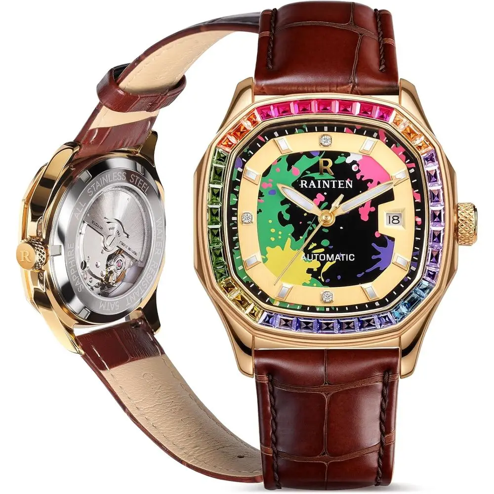 

Мужские автоматические часы R9011A, элитные мужские часы, механические наручные часы из нержавеющей стали, деловые, модные мужские часы класса люкс