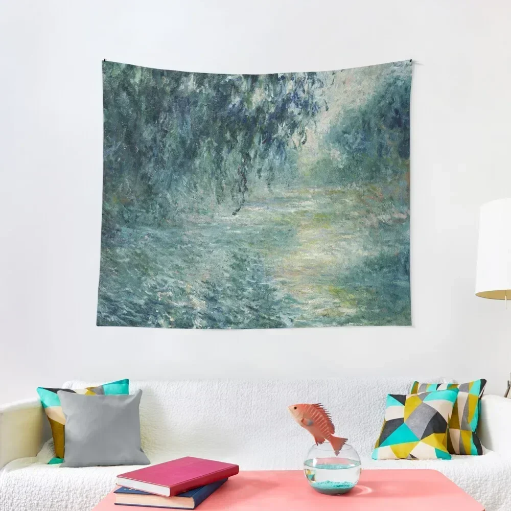 Monet Morning on the Seine Fine Art Tapestry Bed Room Decoration Aesthetic Decoration Tapestry