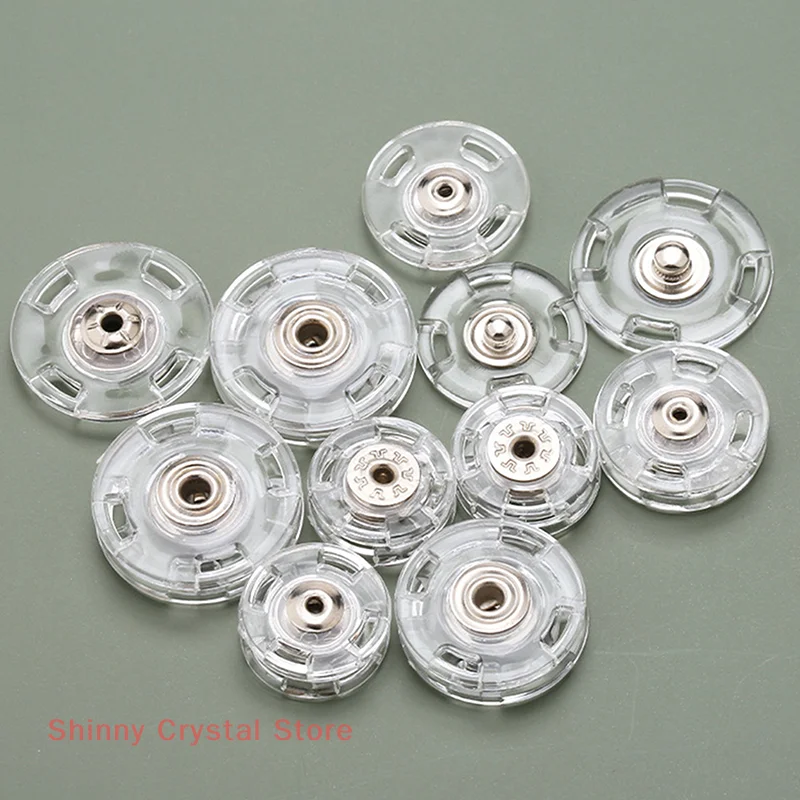 10 Pairs Transparent Delicate Plastic Invisible Snap Button Fastener Round Snap Button Clasp Sweater Clothes Inner Dark Buckle