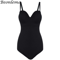 Beonlema Women's Underwear Open Crotch Thong Reduce Belly Abdominal Double-layer Fabric Waist Trainer Bodysuit