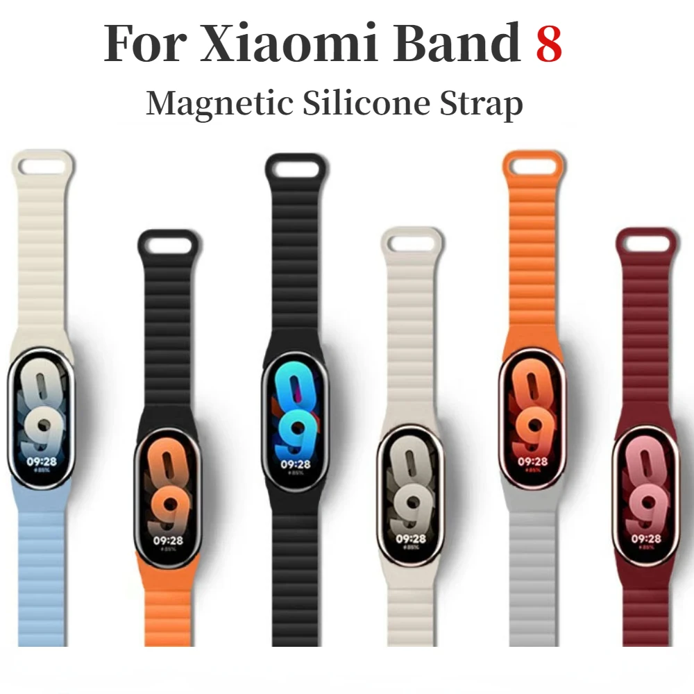 Magnetic Loop Silicone Strap For Xiao Mi Band 9 Sports Bracelet Double Color Wristband for Xiao Mi Band 8 NFC Correa Accessorie