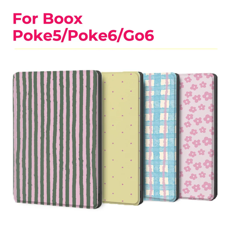 Магнитный чехол Murmelo для Boox Go6 Gen2, Poke7, Poke6, Poke5, безрамочный, с функцией автоматического включения/выключения, с новым цветочным узором