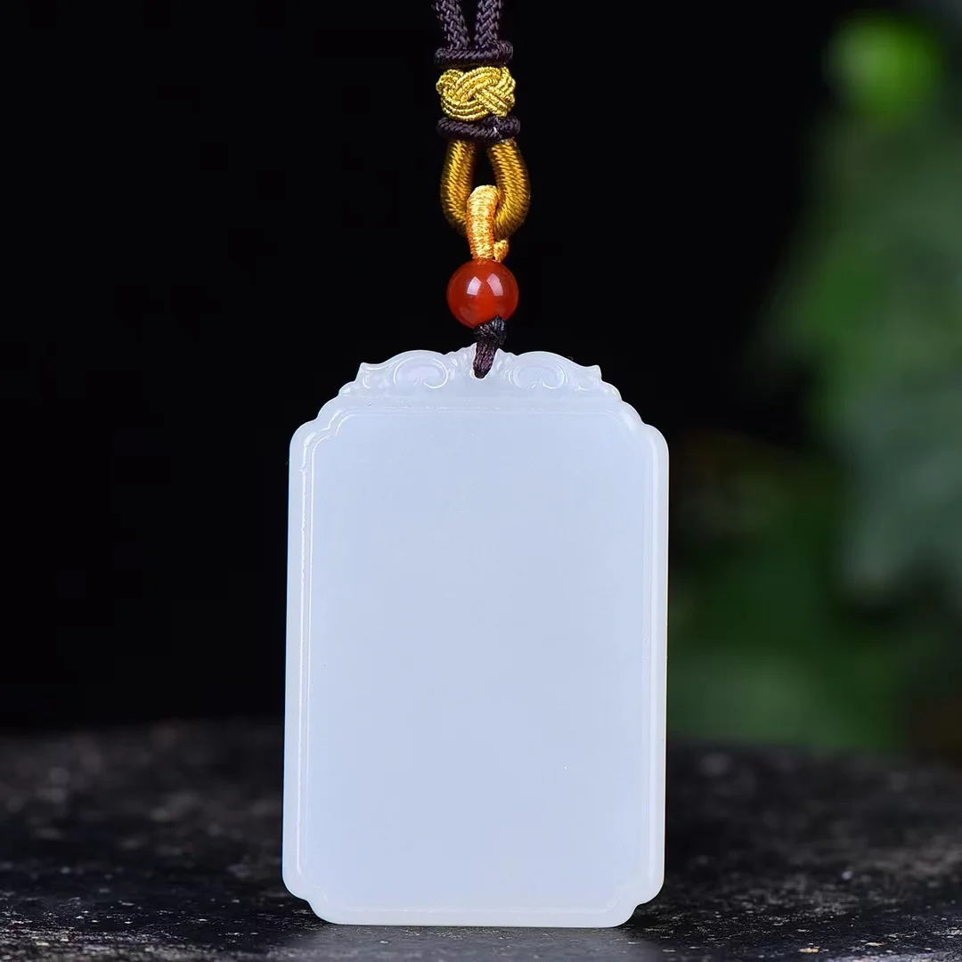 

Exquisite Hetian Jade Qinghai Material Ping An Wu Shi Brand Pendant Jewelry 1224#