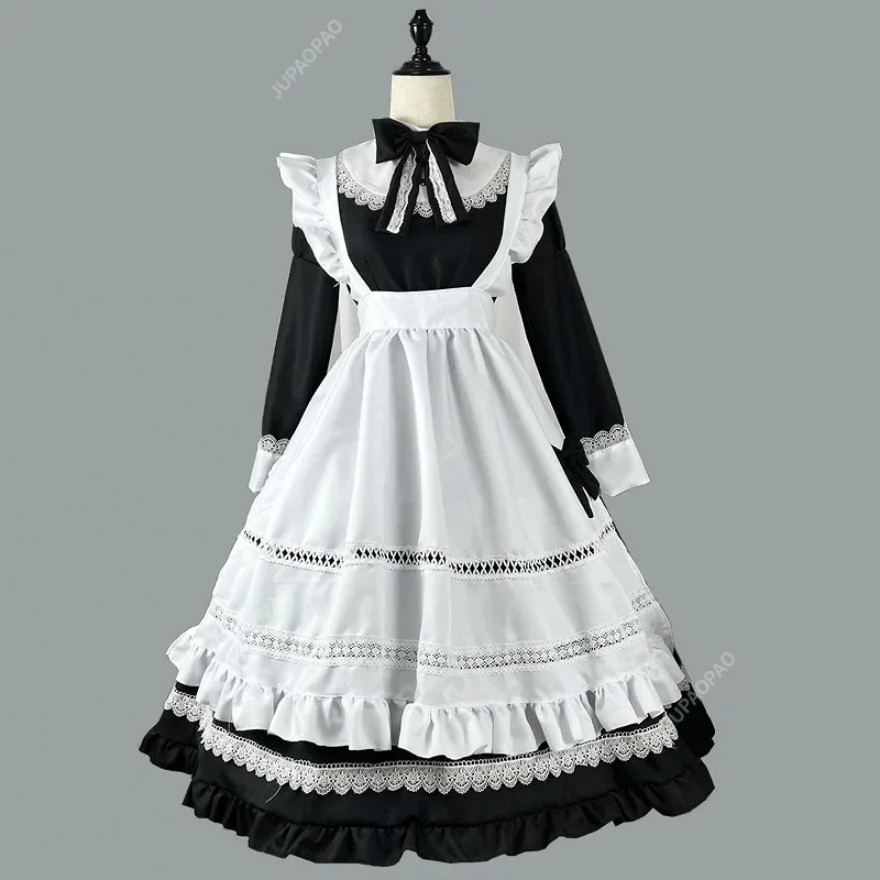 Costume de femme de chambre de cour d'anime d'Halloween pour filles, ensemble de robe de jeu de plis Lolita, costume de performance de fête de Noël, carnaval