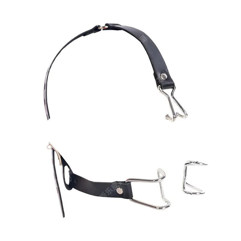 Metal Integrated Mouth Gag with Adjustable Nose Hook Expansion Plug for Couple SM Games Adult Toys